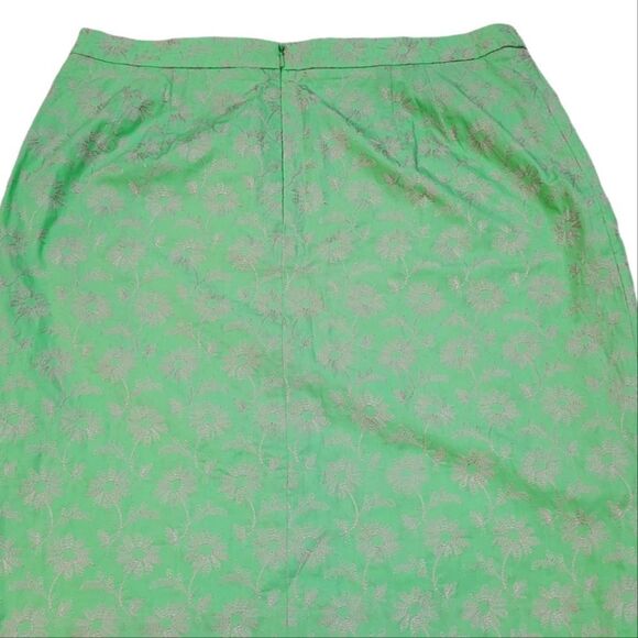 Vintage Liz Claiborne Floral Embroidered Spring Green Skirt Size 14 - Picture 4 of 6